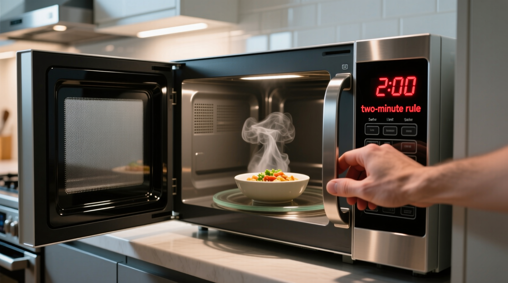 use the two minute rule when microwaving food with a pa