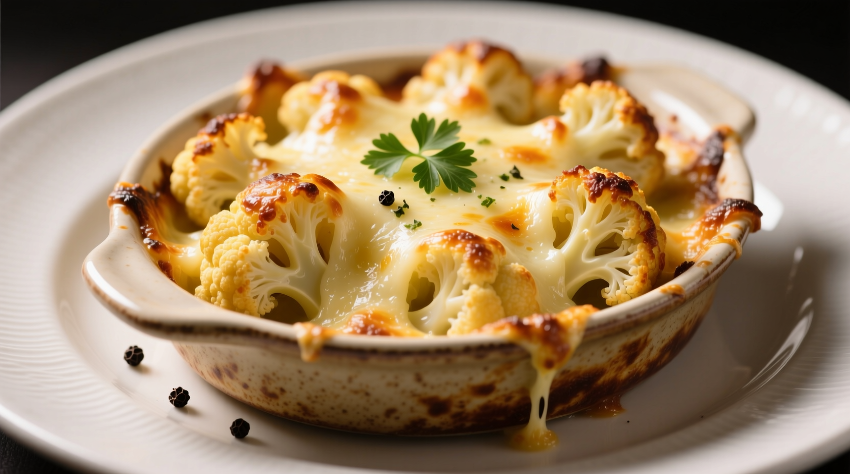 Golden baked cauliflower parmesan with melted cheese