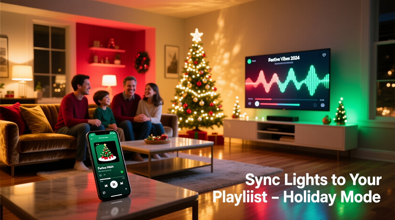 how to use app controlled lights to change colors with holiday playlists