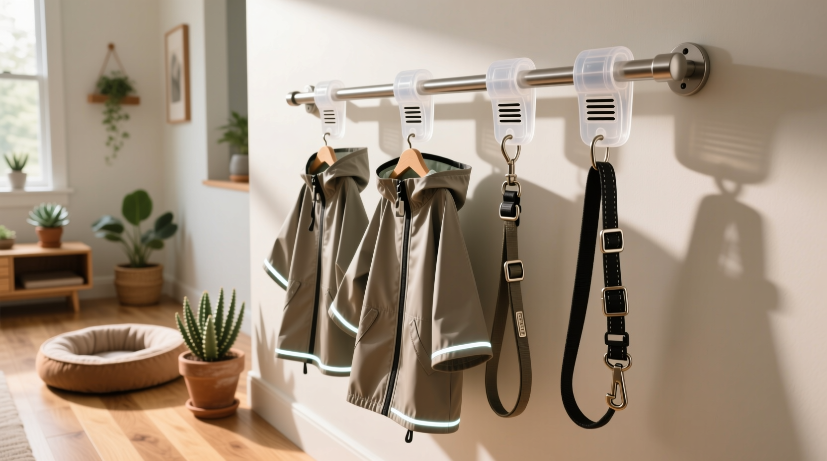 closet organization tips store pet raincoats leashes