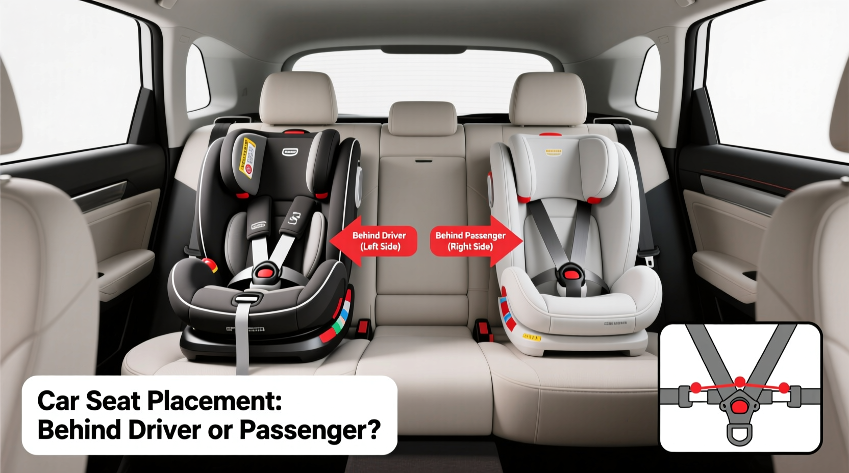 does car seat go behind driver or passenger