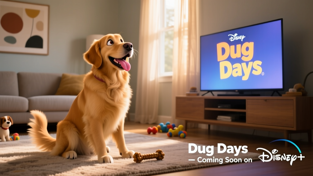 Charlie the Golden Retriever's Excitement for His Favorite Cartoon Is All of Us Getting Ready to Binge 'Dug Days' on Disney+