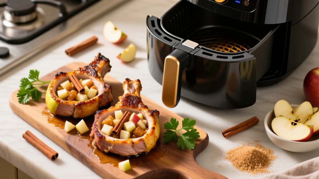 Air Fryer Apple-Stuffed Pork Chops (Juicy & Crispy!)