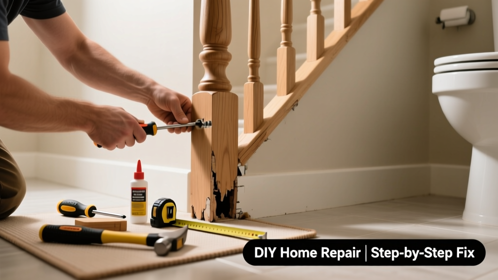 Fixing a Loose Banister in the Bathroom