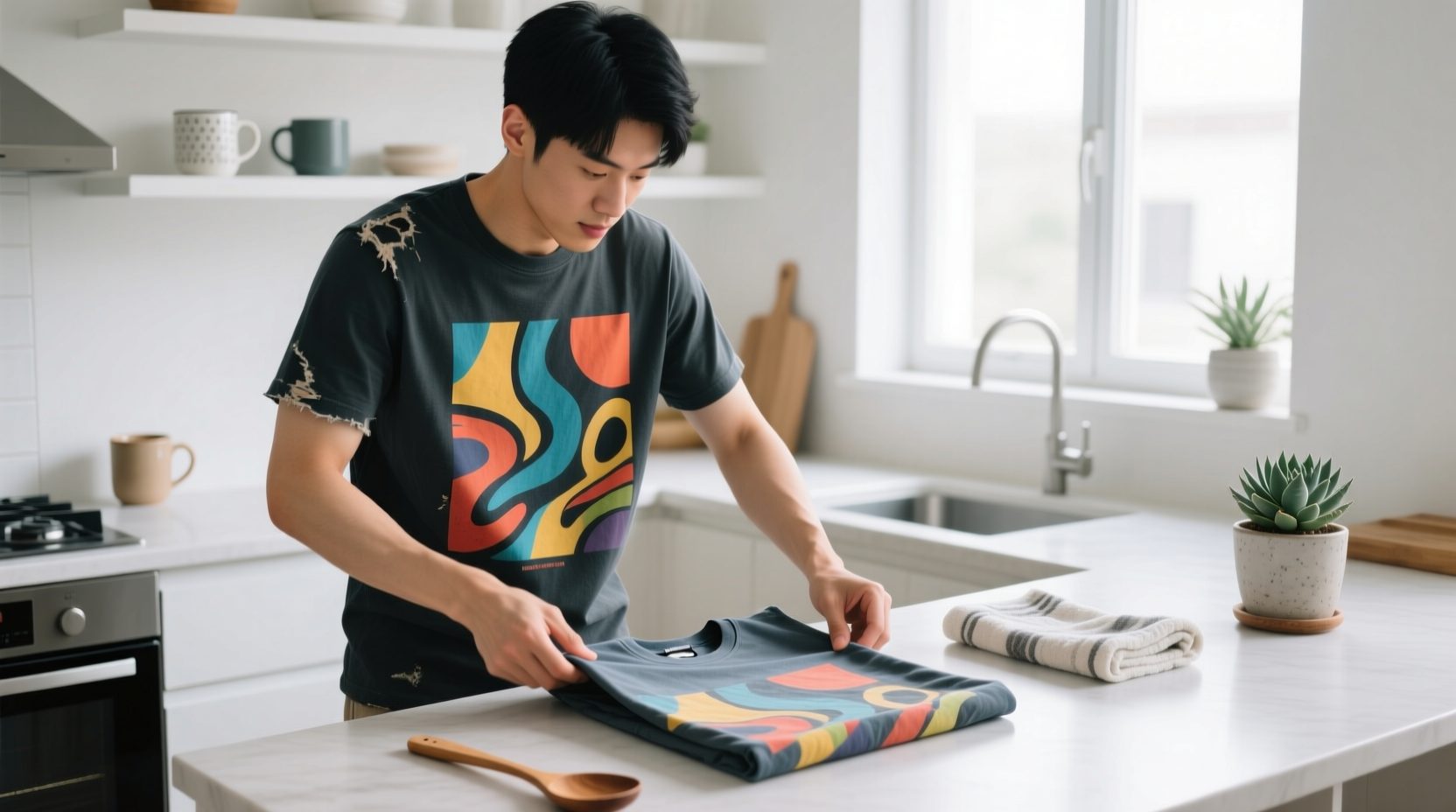 closet organization tips fold graphic tees without cracking prints