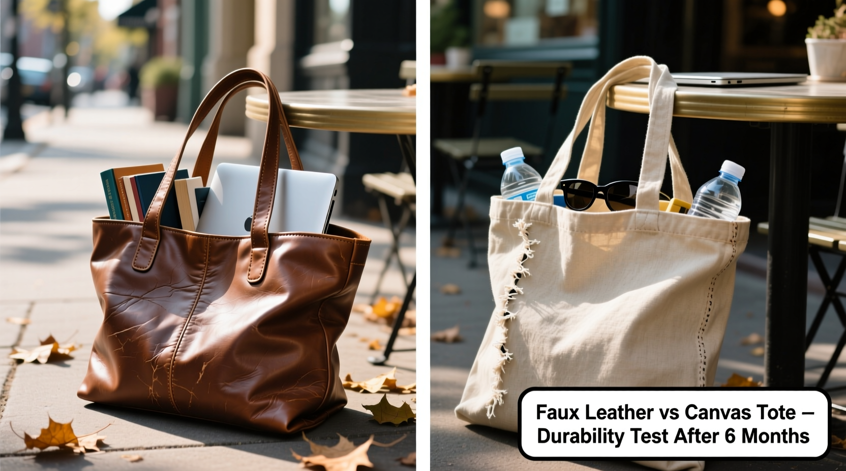 faux leather tote vs canvas tote which holds up better after daily use