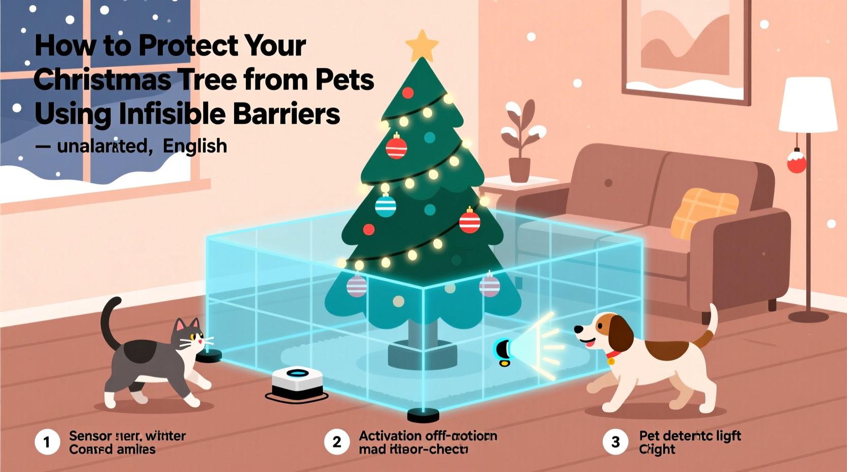 how to protect your christmas tree from pets using invisible barriers