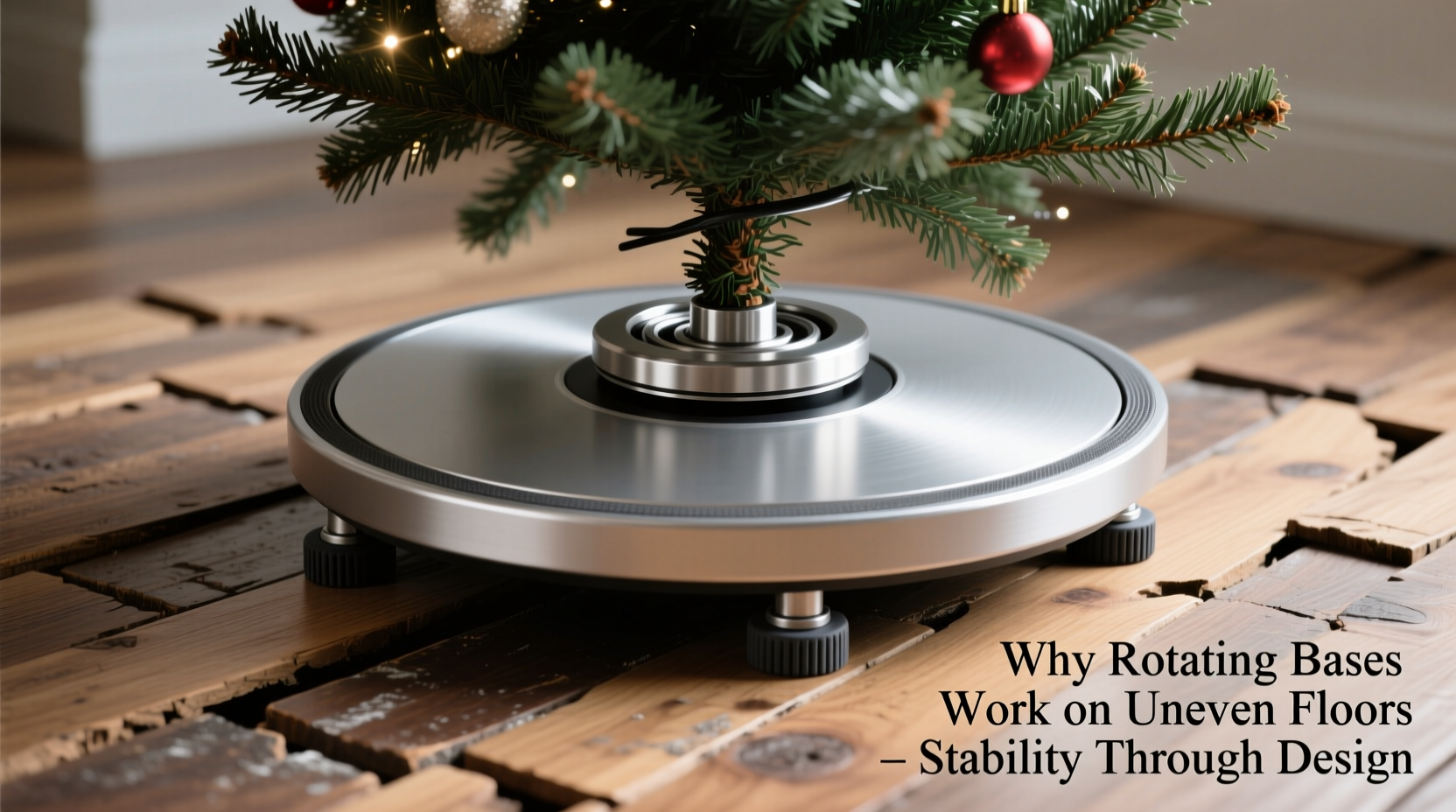 why are rotating christmas tree bases useful for uneven floors