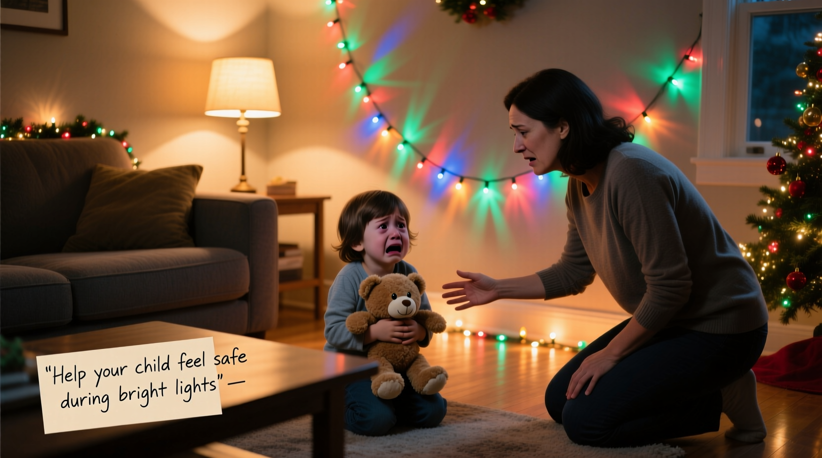 why is my child afraid of flashing christmas lights and how to help