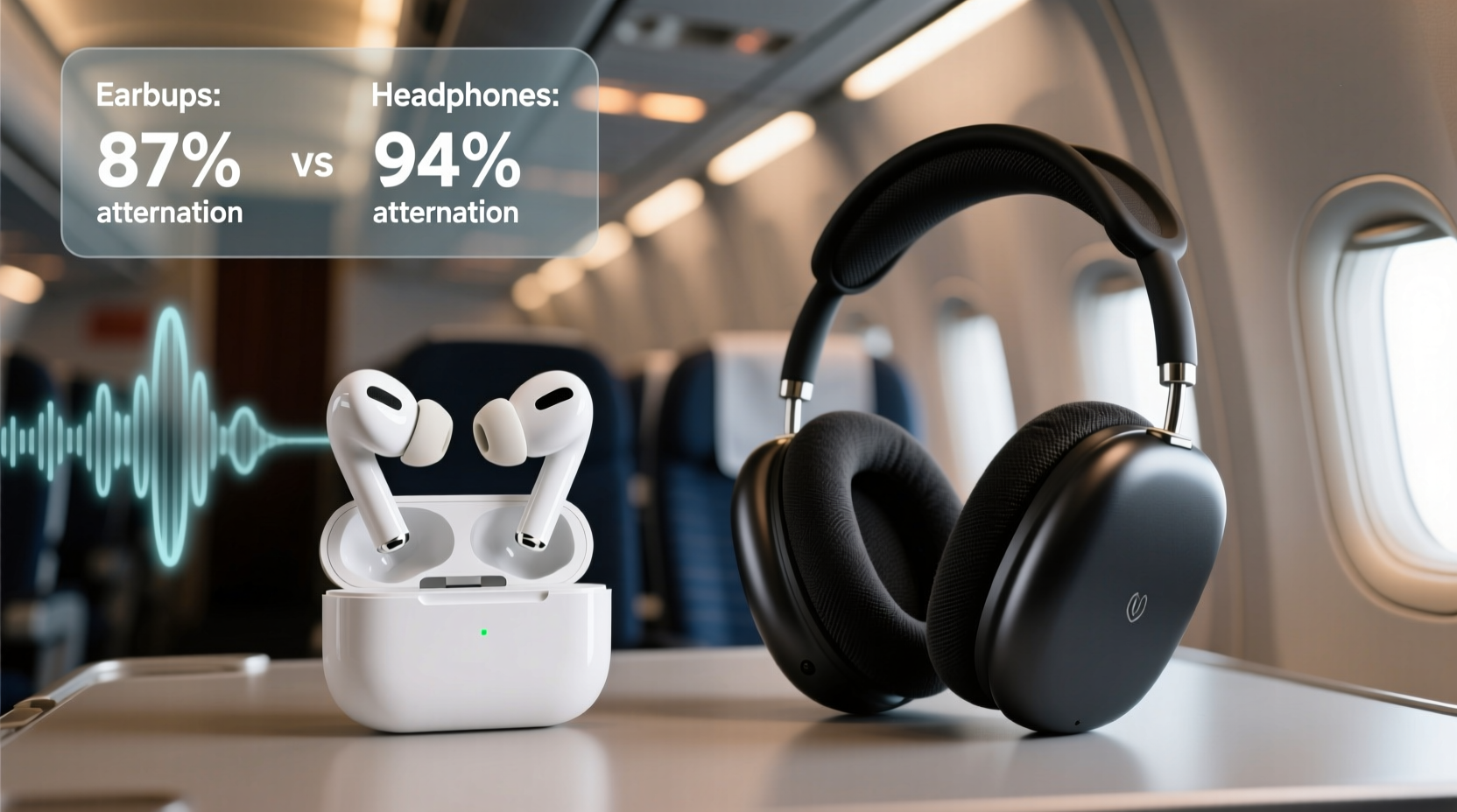 noise cancelling earbuds vs active noise cancelling headphones which blocks more airplane noise