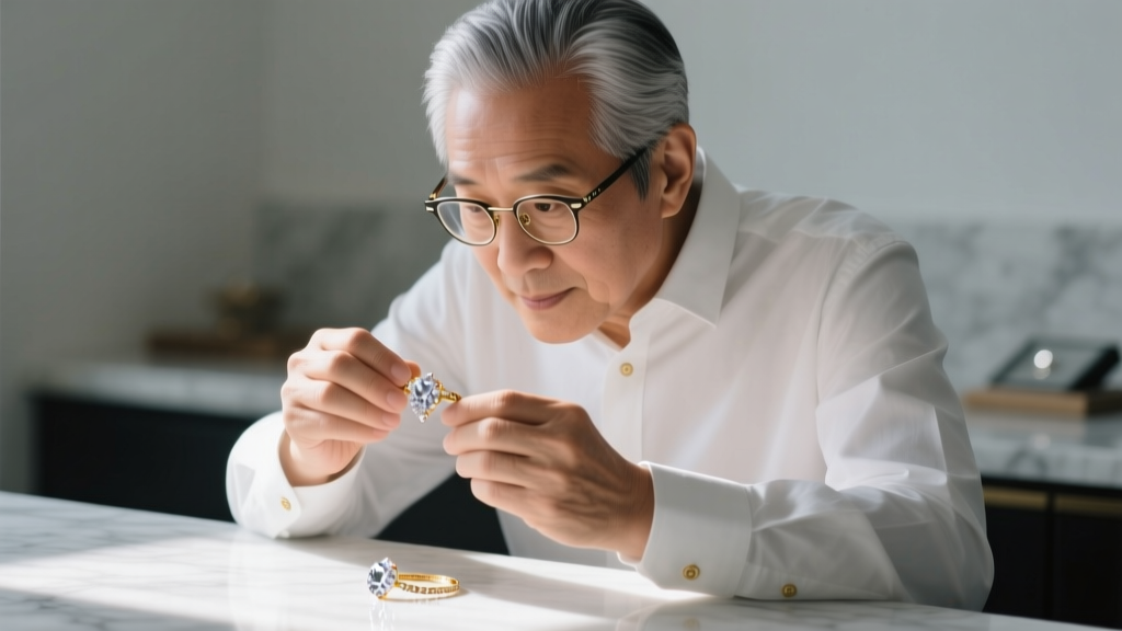 Close-up of a jeweler's hands restringing a heavy jade bead necklace using braided Power Pro line and a double surgeon's knot.