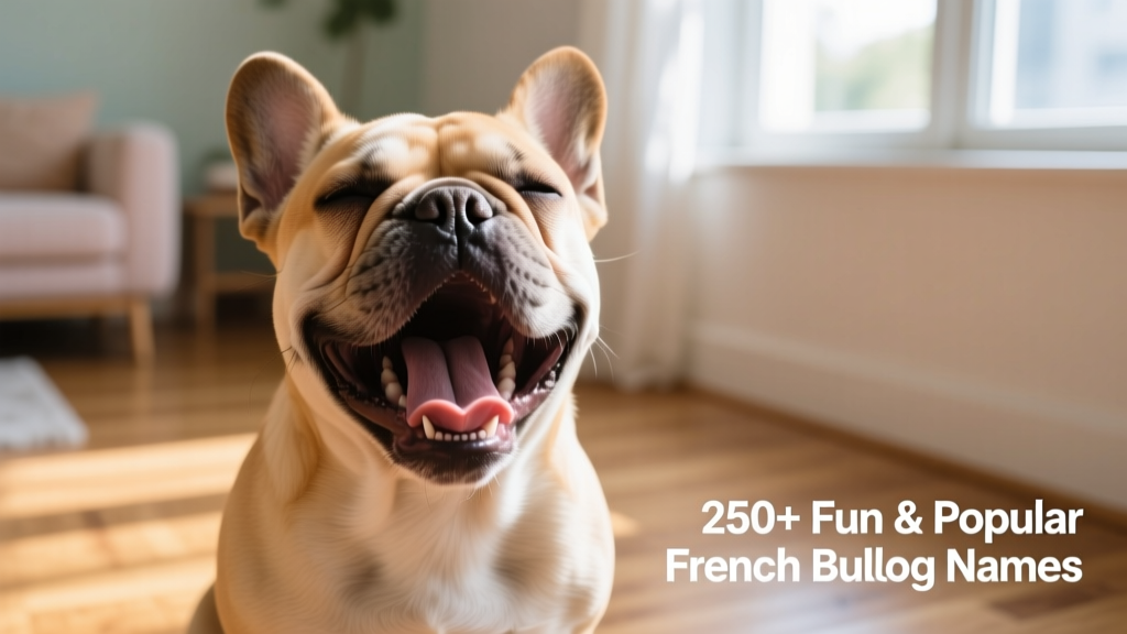 A French Bulldog mid-yawn, showing off its signature underbite and crinkled brow — captured in warm, natural light