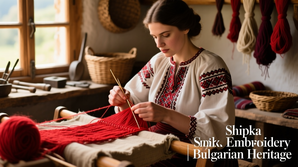 Bulgarian Shipka Embroidery Techniques And Red Wool Thread Preparation