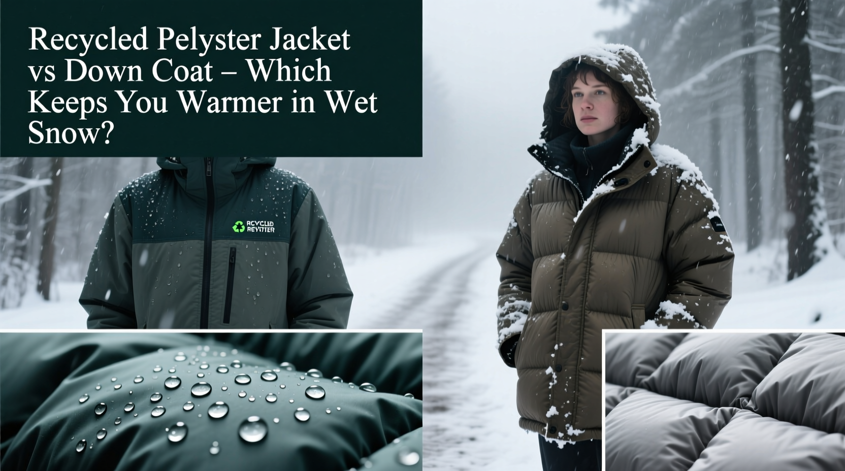 recycled polyester jacket vs down coat which keeps you warmer in wet snow