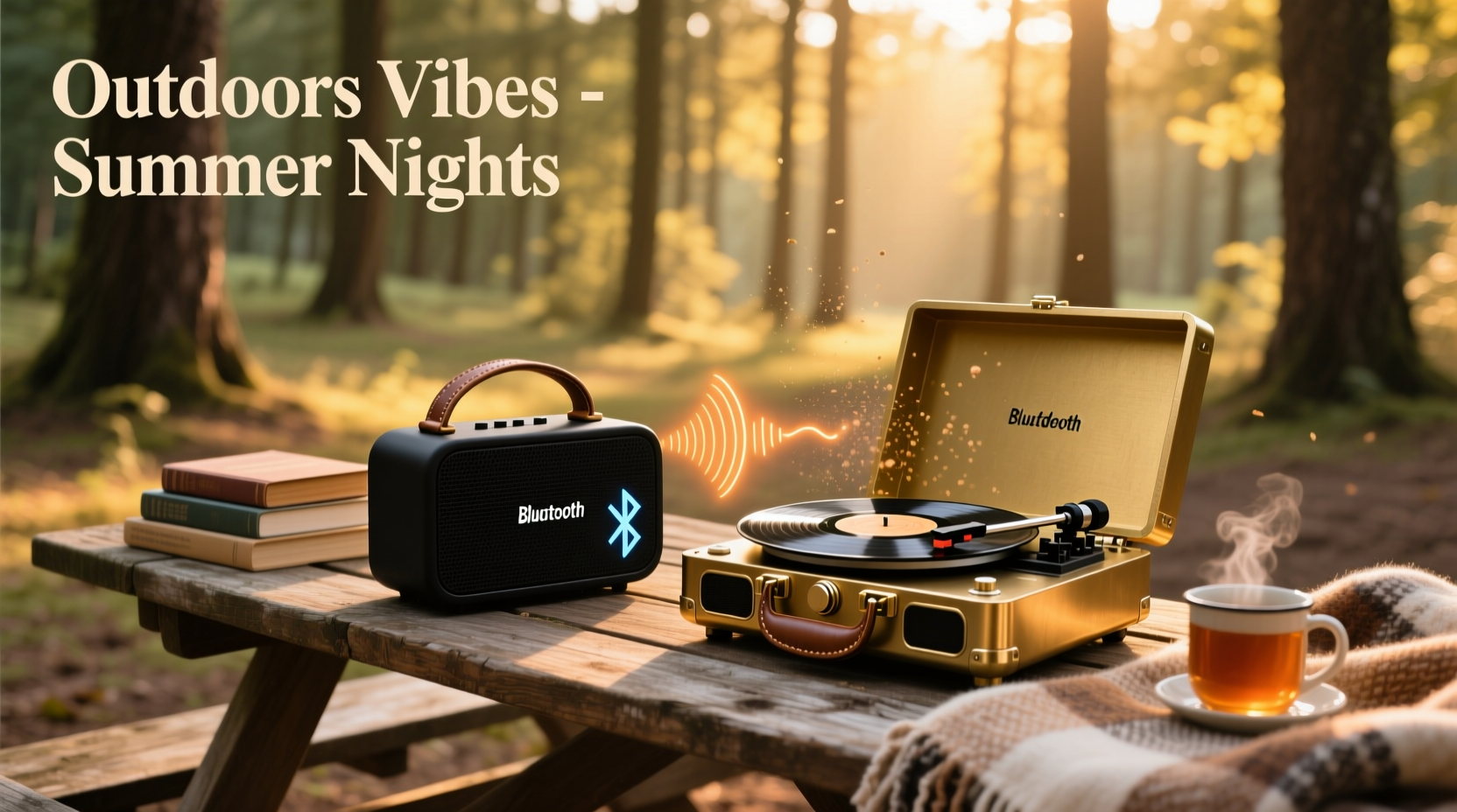 bluetooth speaker vs portable record player which enhances outdoor vibes