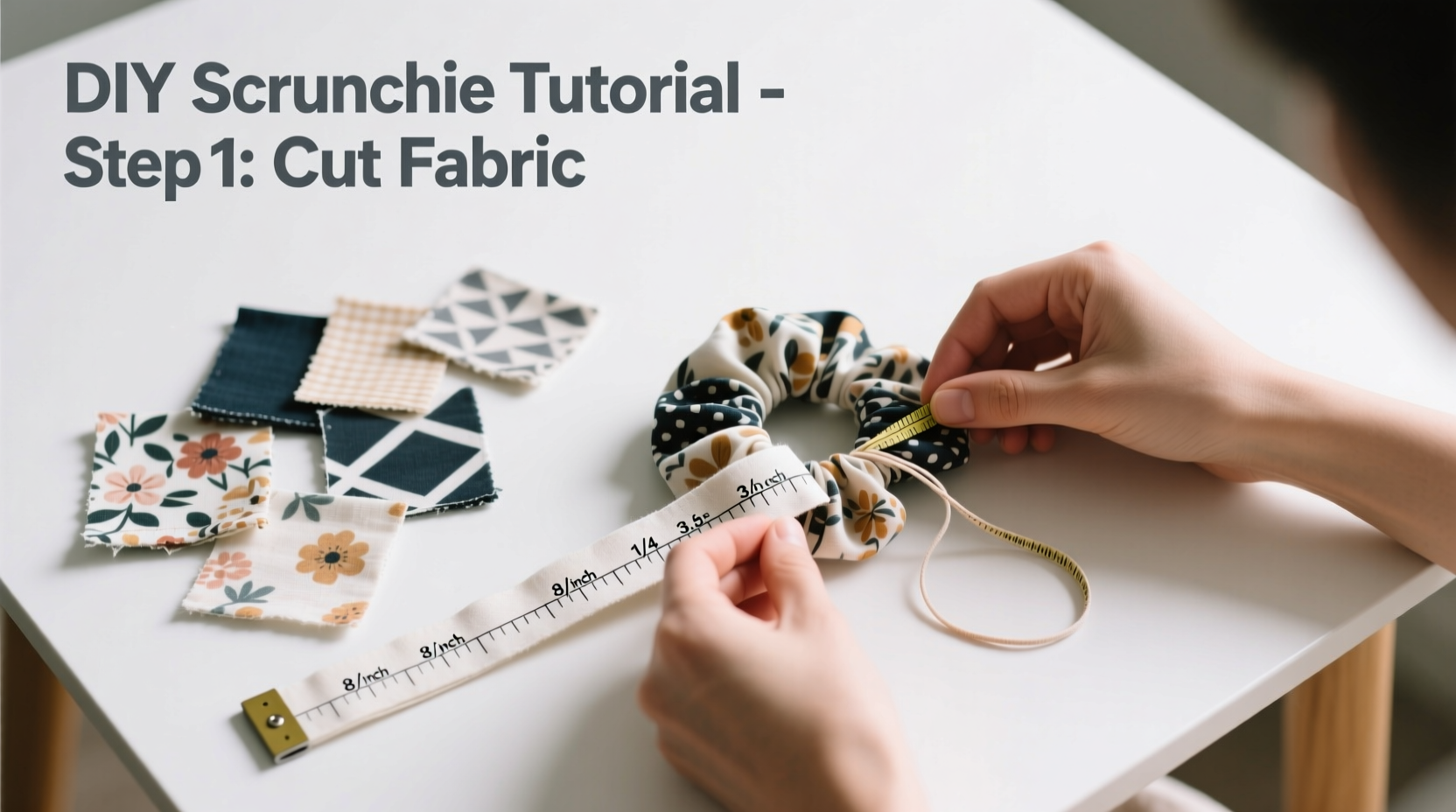 how to make a diy scrunchie with leftover fabric scraps