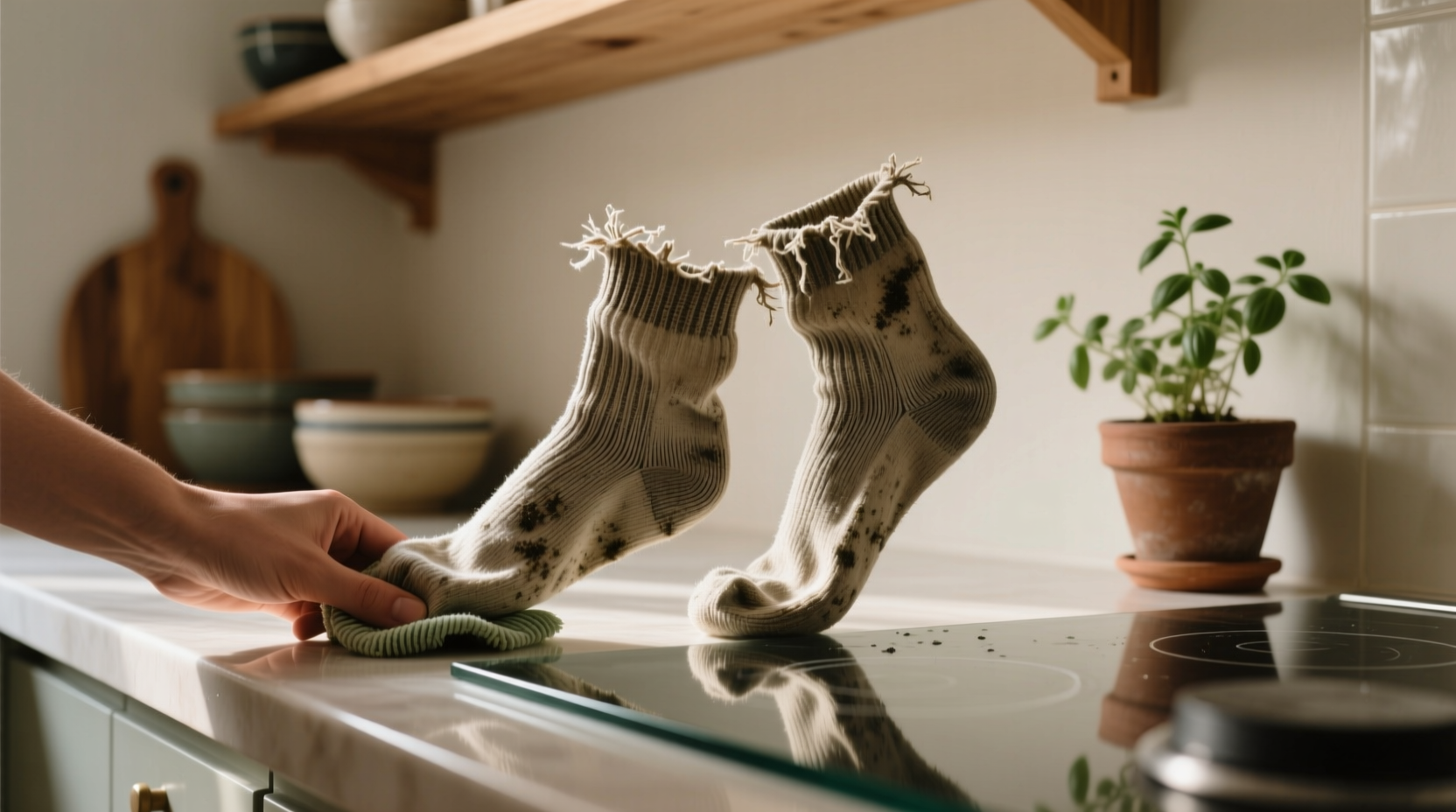 reuse old socks for cleaning