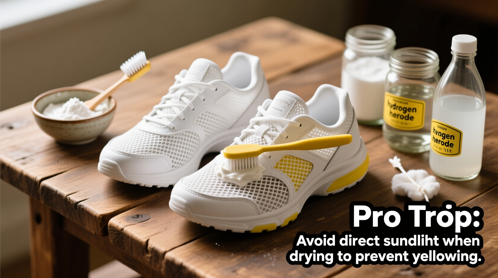 how to clean white mesh sneakers without yellowing using pantry staples