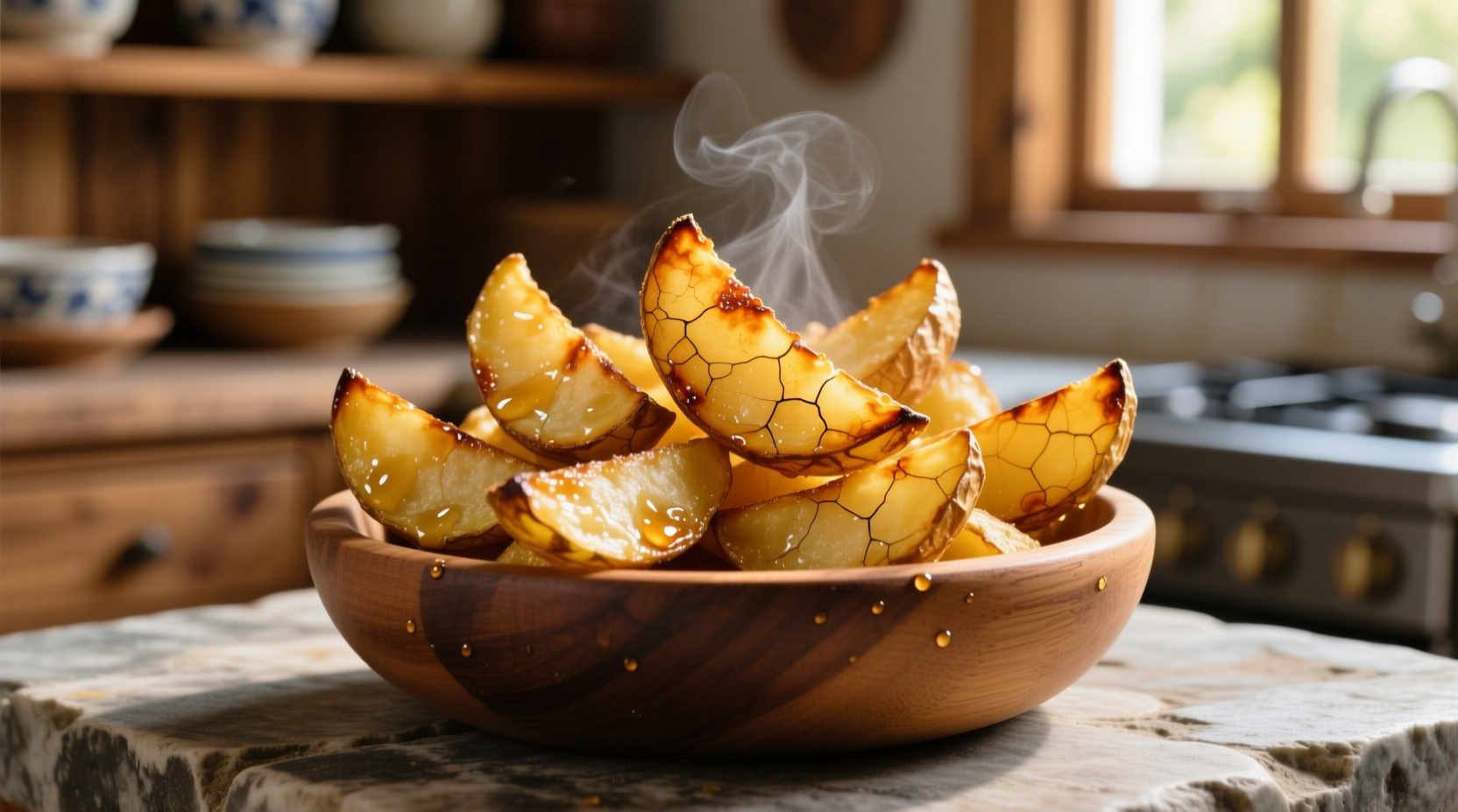 Perfectly golden potato wedges with crispy edges