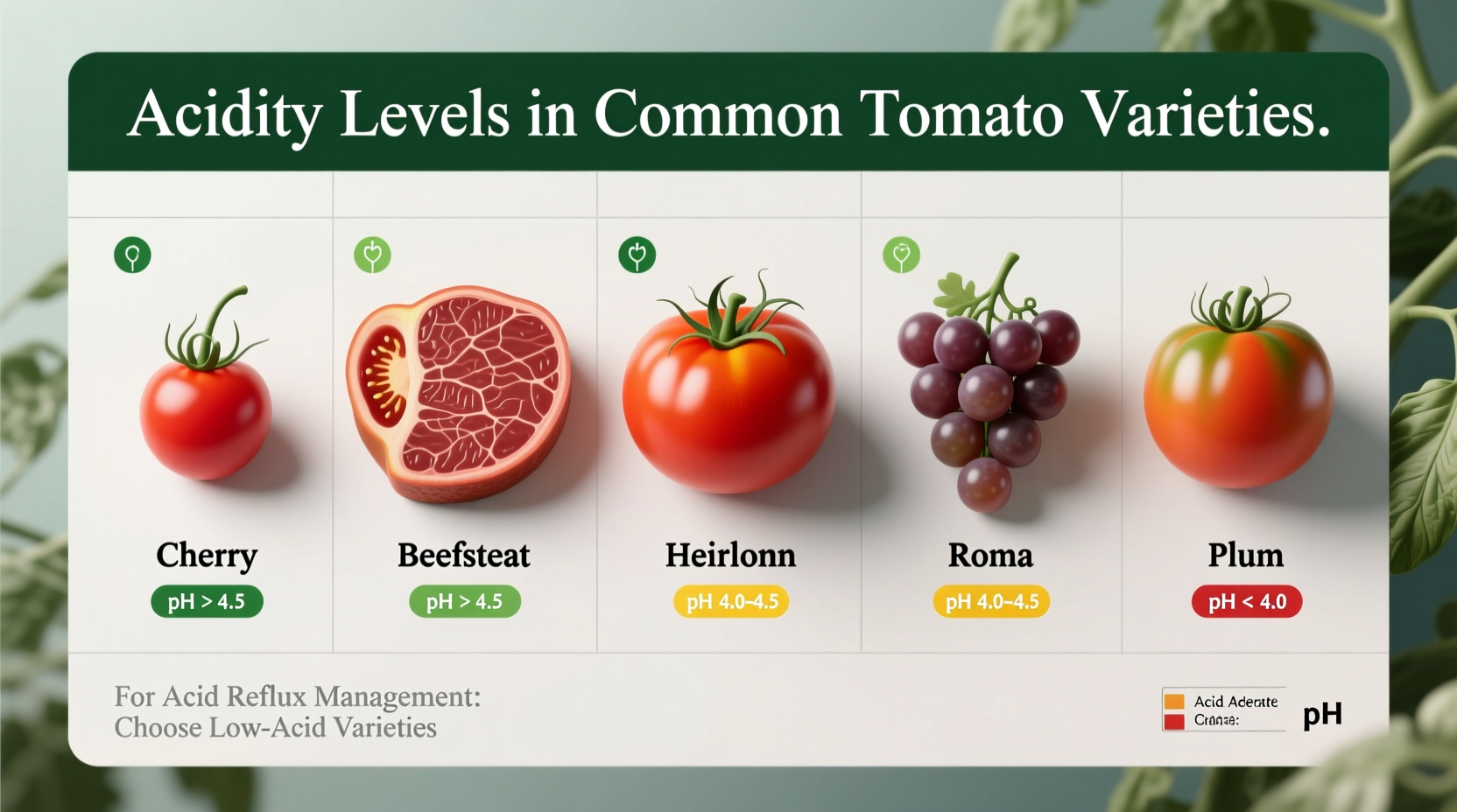 Tomato varieties comparison for acid reflux management