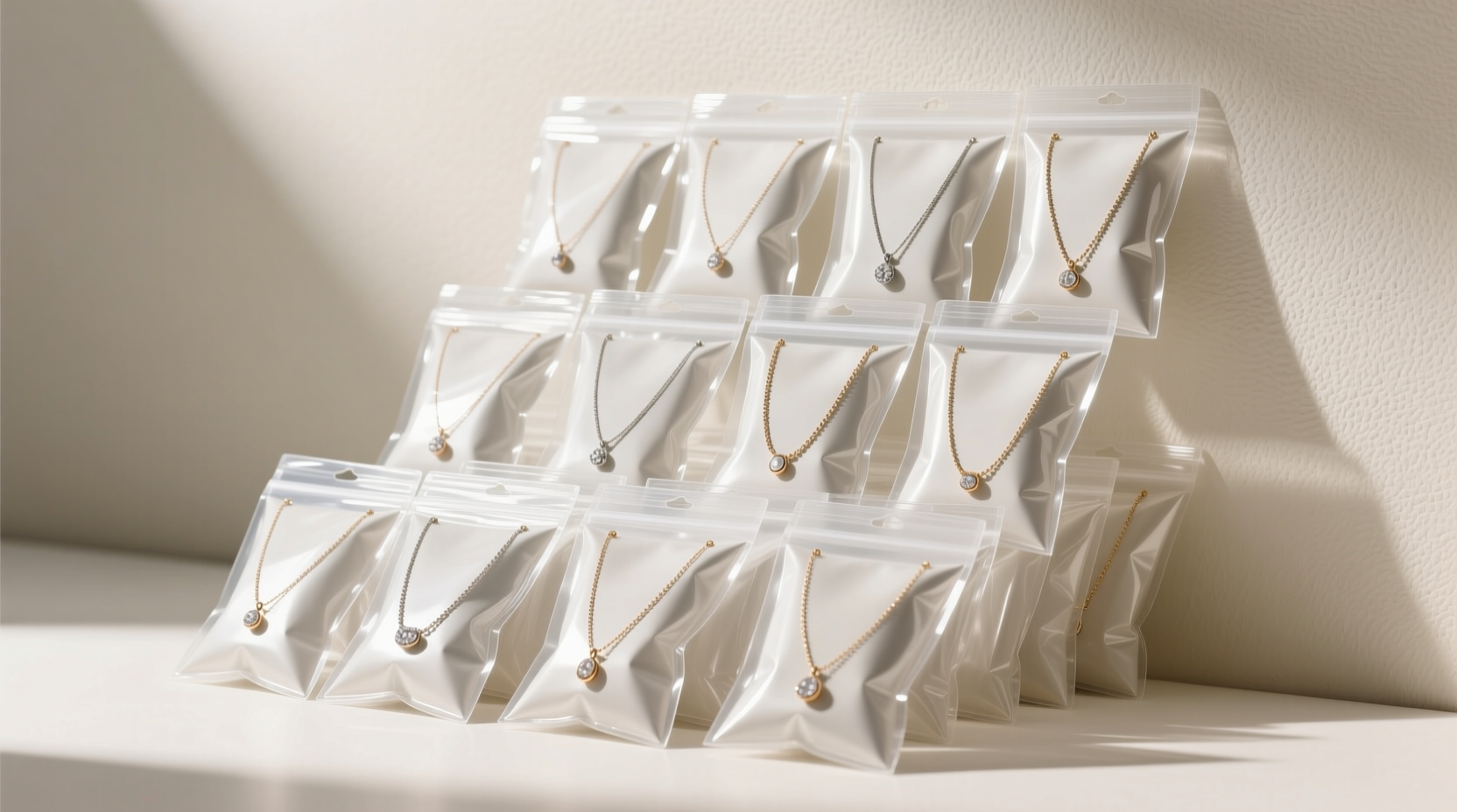 keep necklaces from tangling by packing them in plastic