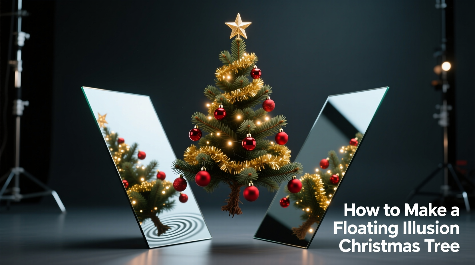 how to make a floating illusion christmas tree using mirrors