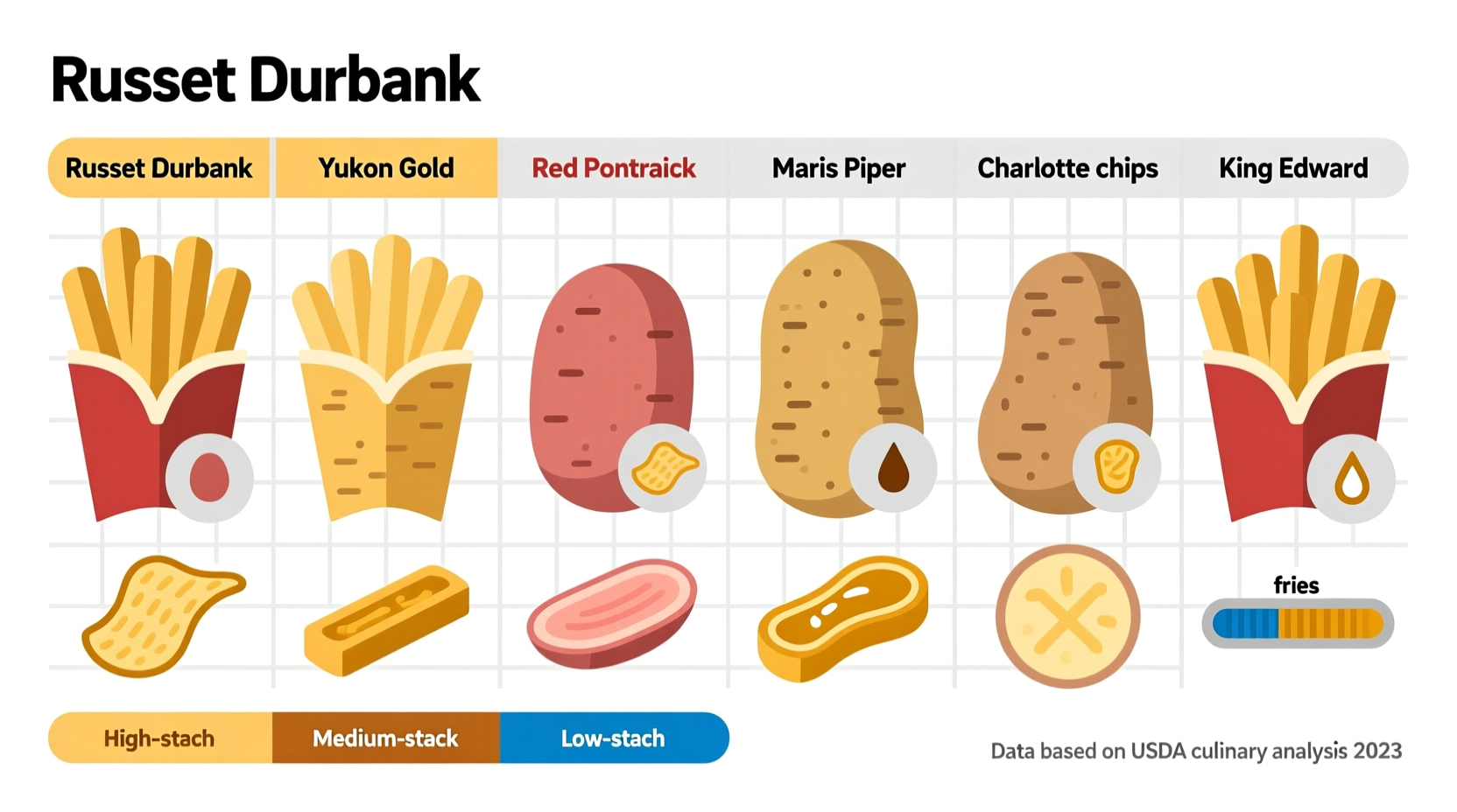 Potato varieties for chips versus fries comparison