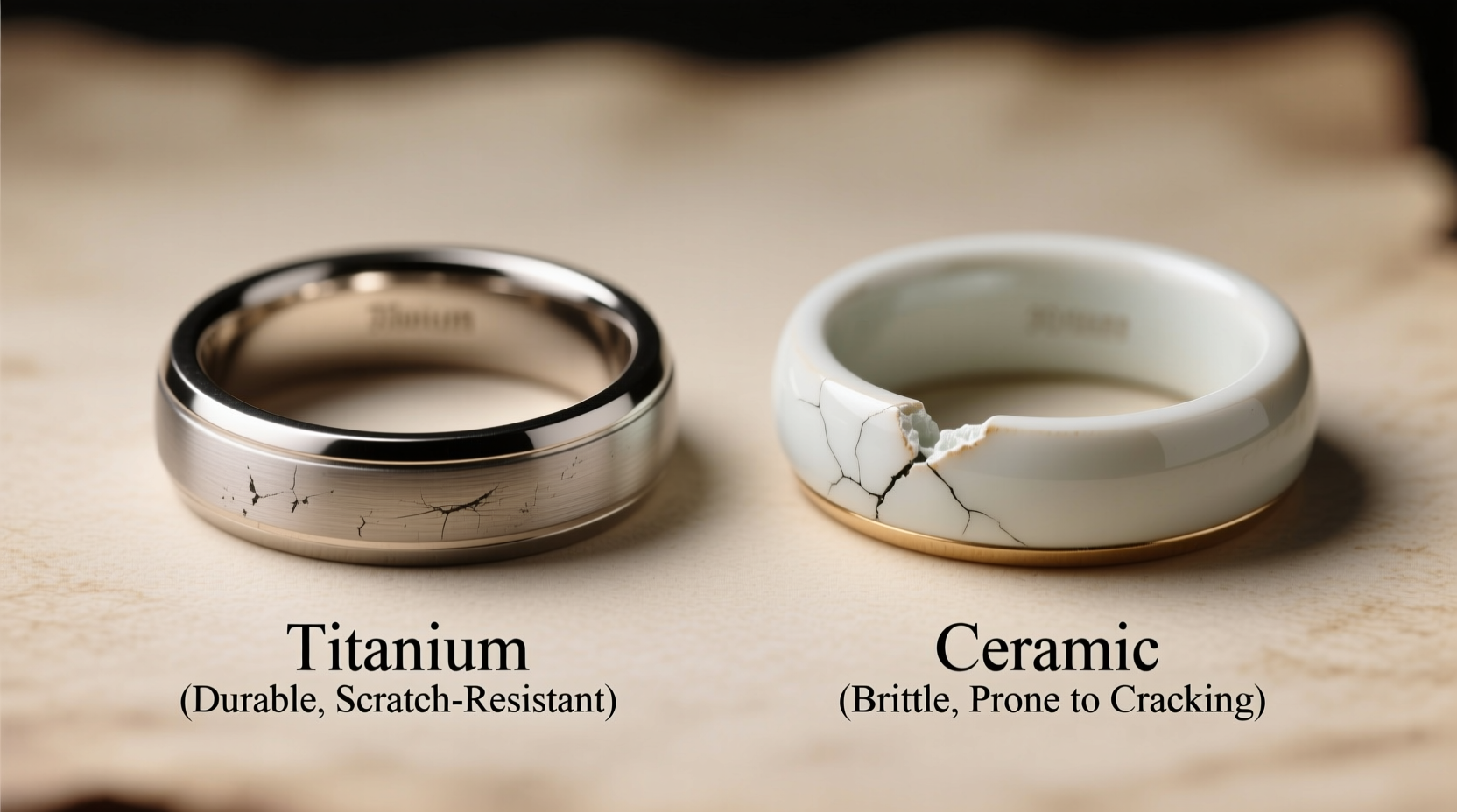 titanium wedding band vs ceramic which holds up better over decades of wear