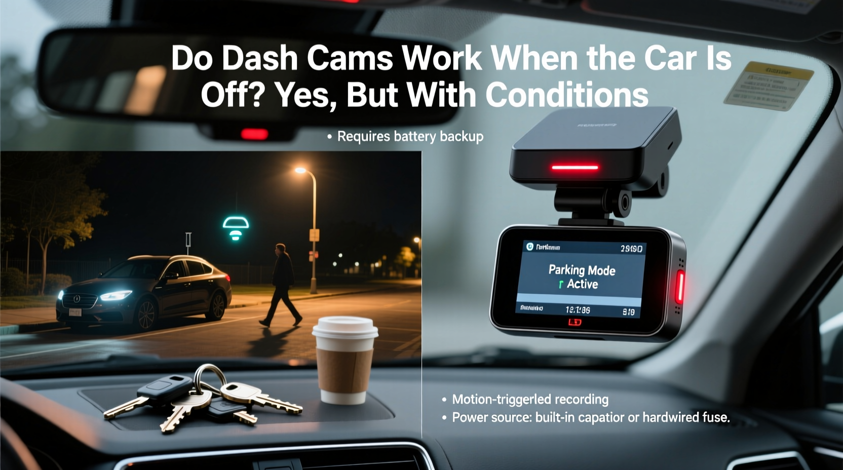 does dash camera work when car is off