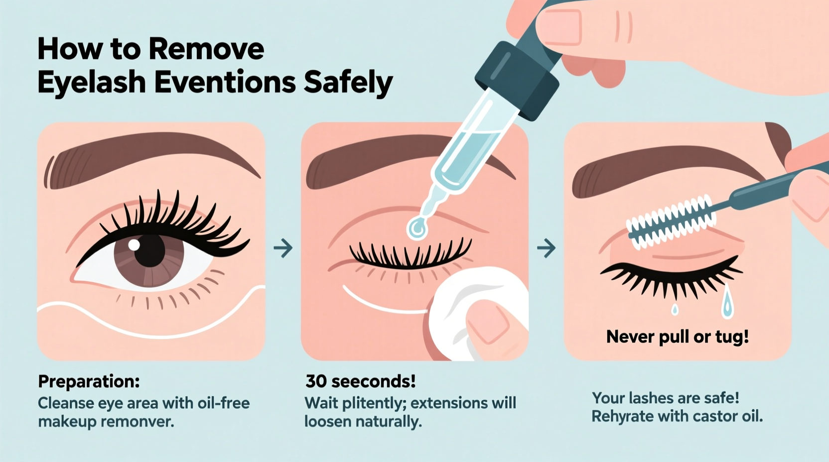 how to safely remove eyelash extensions at home without pulling out natural lashes
