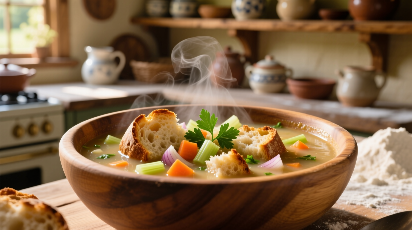 use up stale bread by making this classic hearty soup