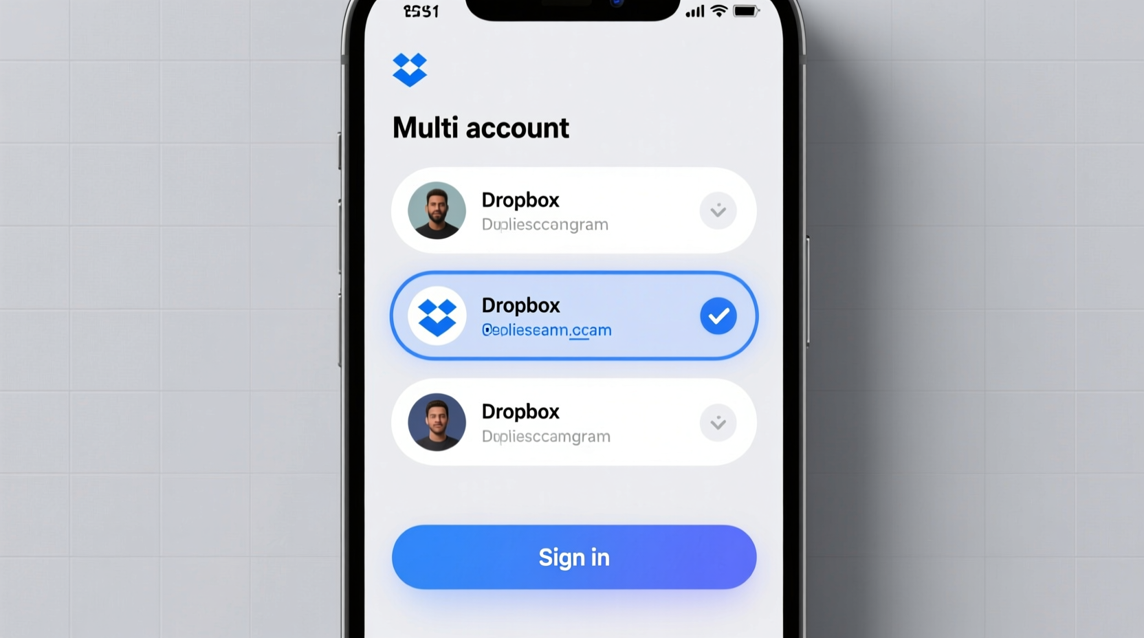 sign into multiple dropbox accounts on android with es