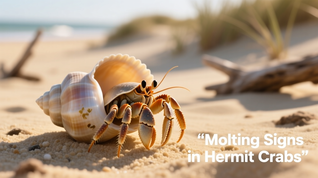 A hermit crab partially emerged from its shell on sandy substrate, appearing still but intact
