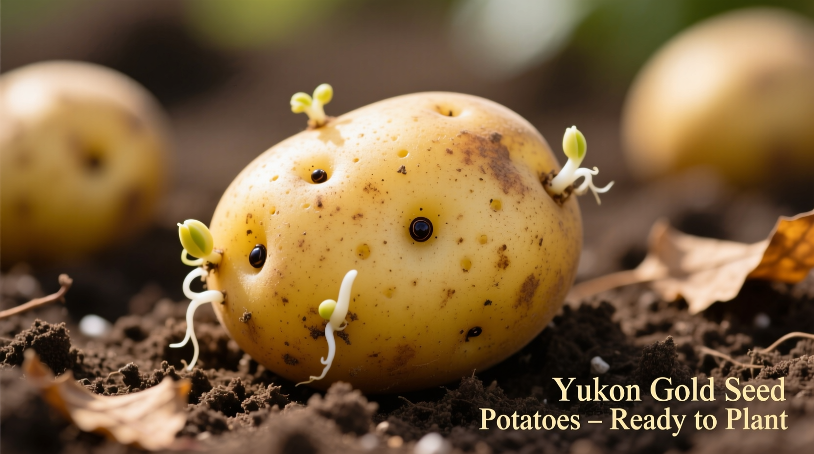 Yukon Gold seed potatoes showing eyes ready for planting