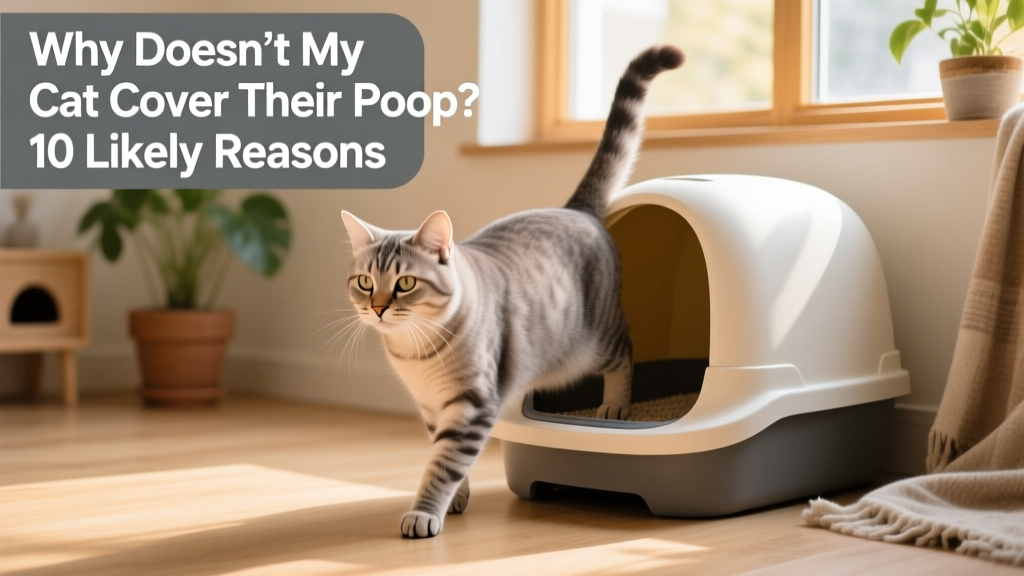 Senior cat gently stepping out of a low-entry litter box designed for joint comfort
