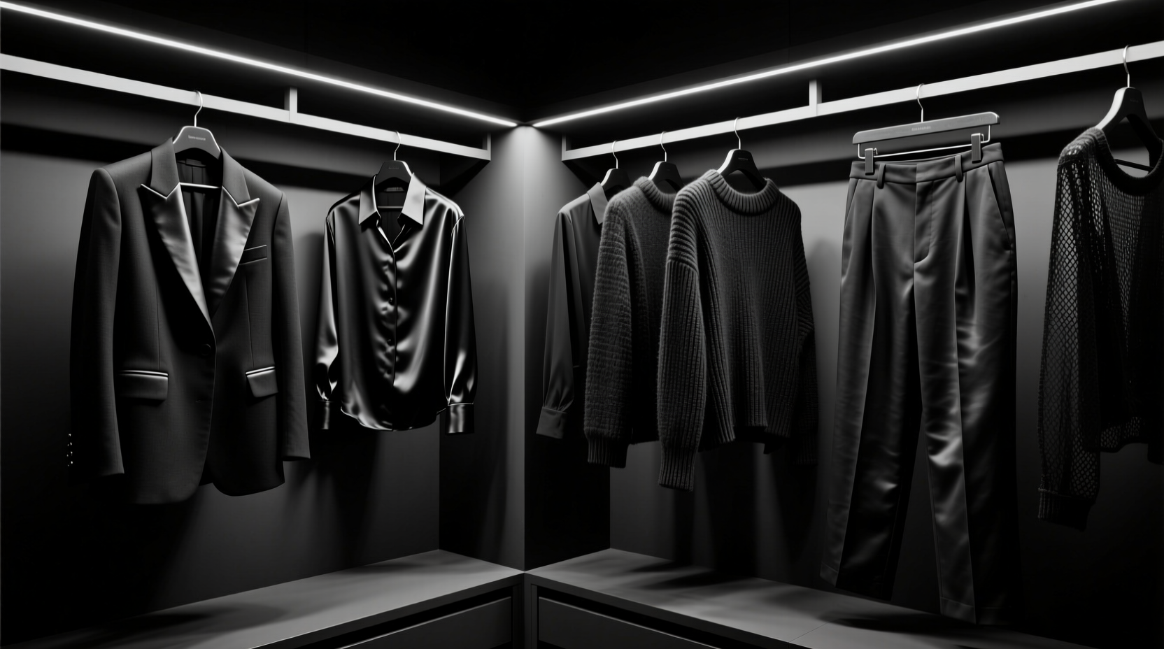 black closet organization for visual variety