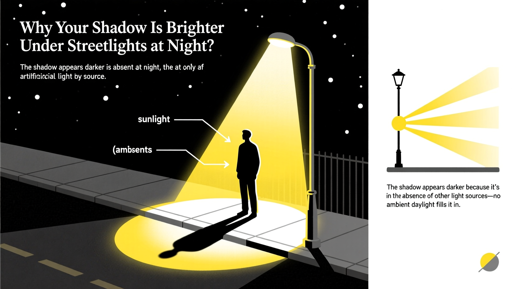 why is my shadow brighter at night under streetlights explained