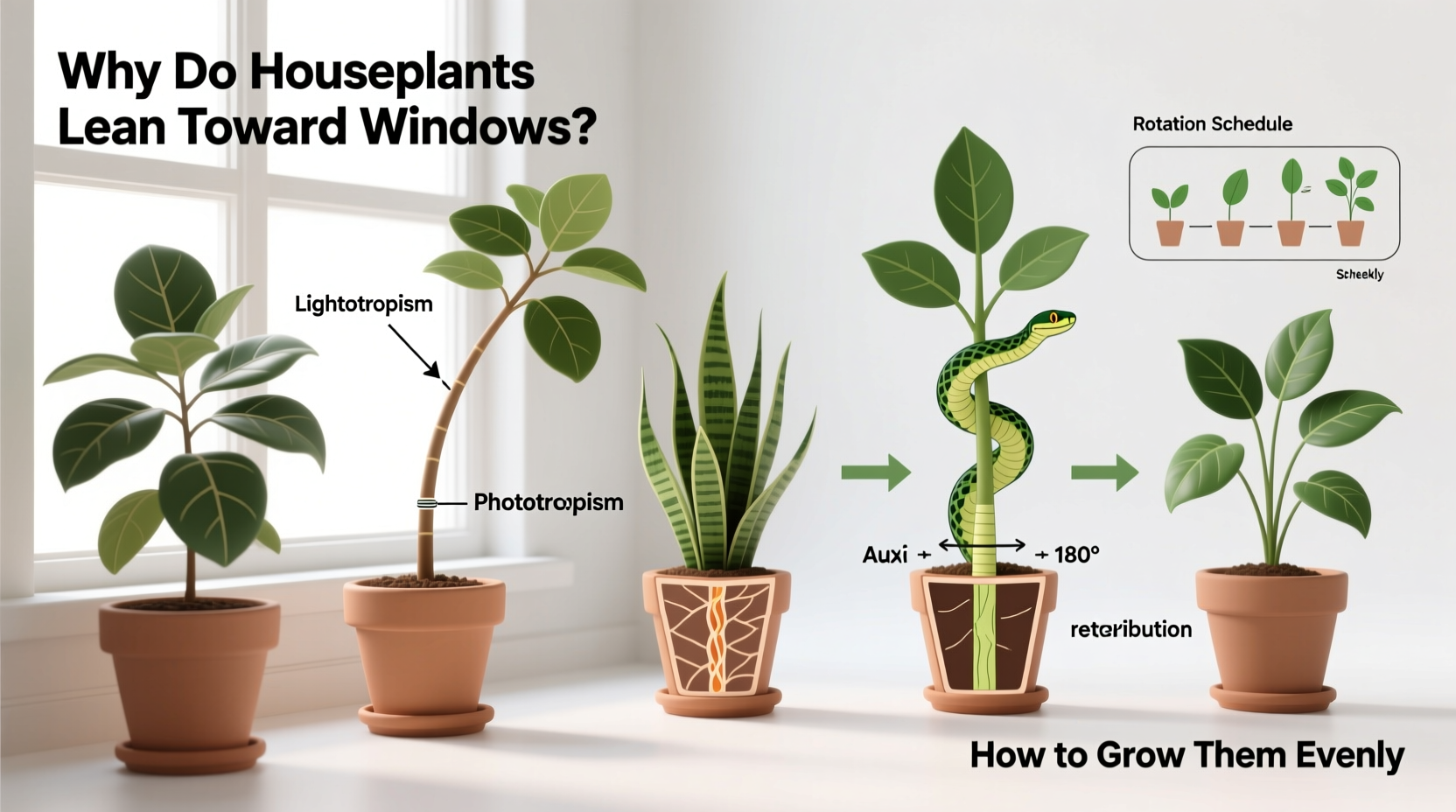 why do houseplants lean toward windows and how to grow them evenly