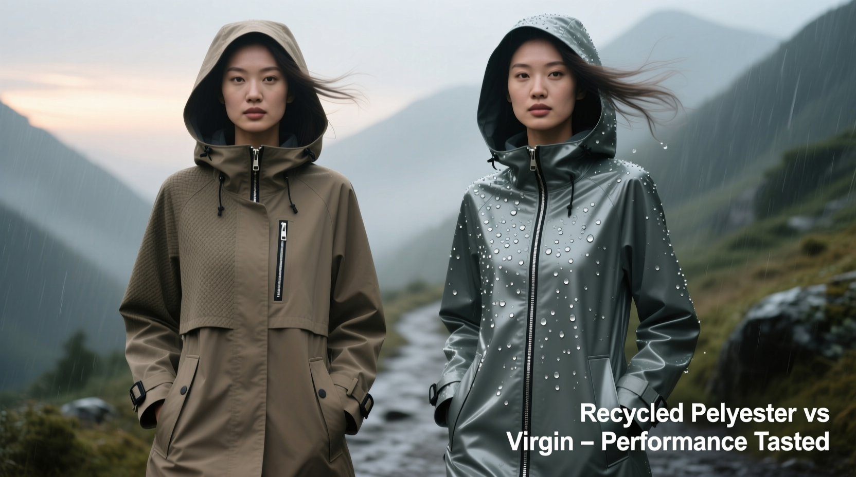 recycled polyester jacket vs virgin material which performs better in rain and wind