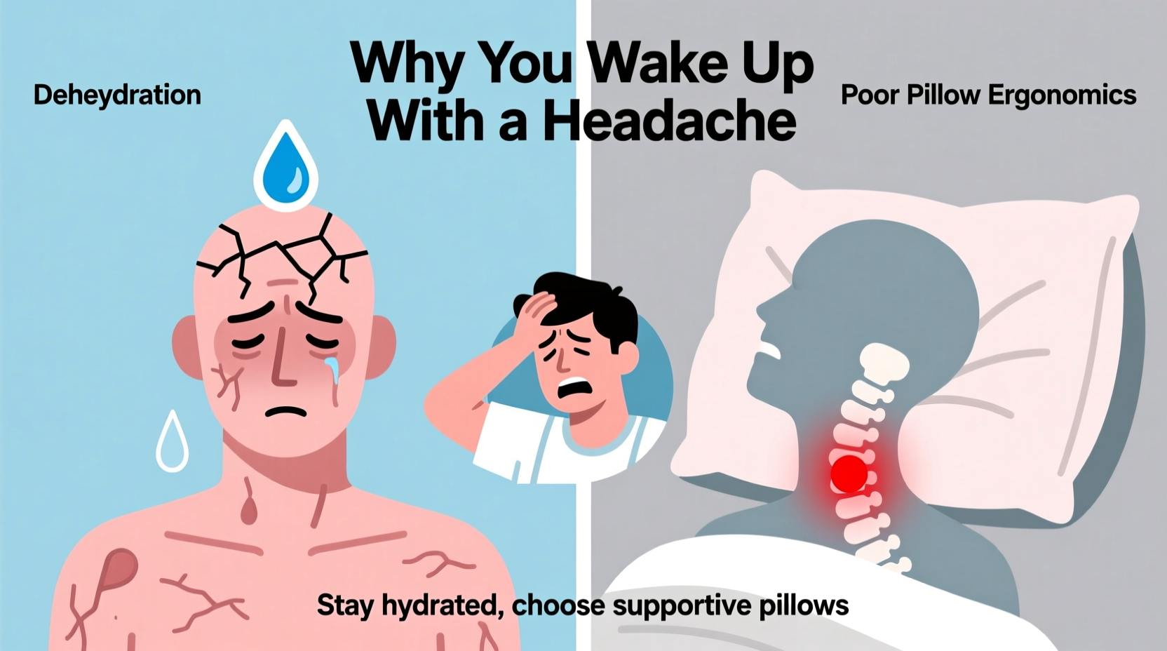 why do i wake up with a headache dehydration or pillow issues