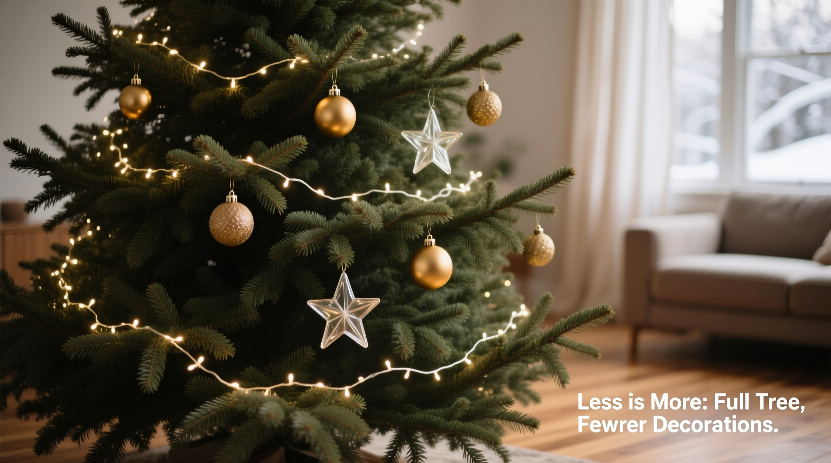 how to make your christmas tree look fuller with minimal ornaments and lights