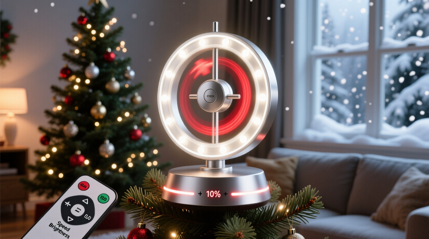remote controlled christmas tree topper rotation speed and brightness options