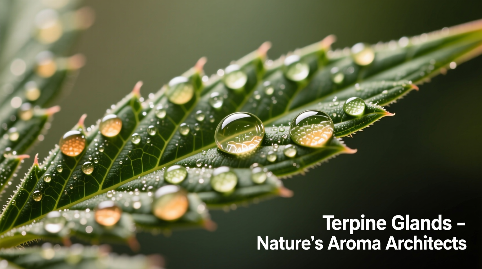 Cannabis leaf showing natural terpene glands