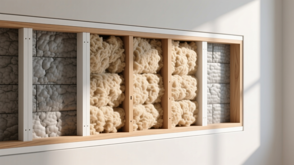 Cross-section of a modern wood-framed wall showing dense-pack cellulose cavity insulation and exterior mineral wool boards installed