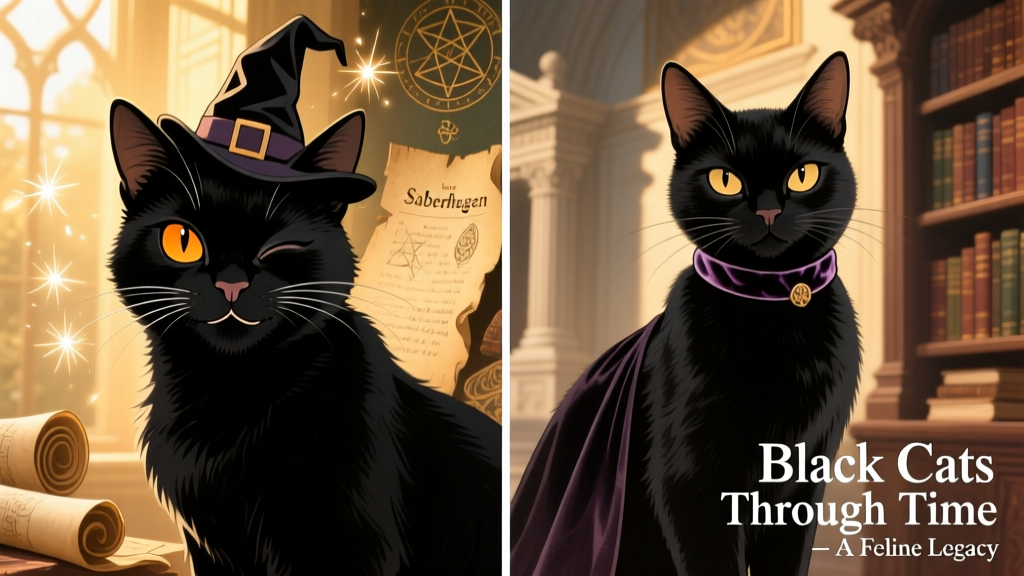 Side-by-side illustrations: Salem Saberhagen winking mischievously and Binx looking noble and determined