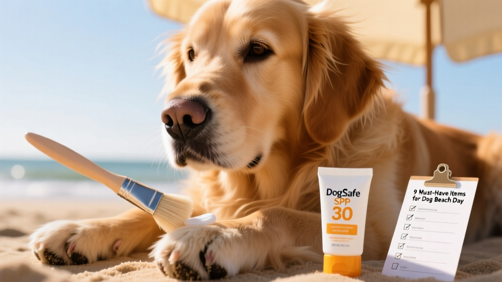 Close-up of a dog’s nose and paws with dog-safe sunscreen being applied