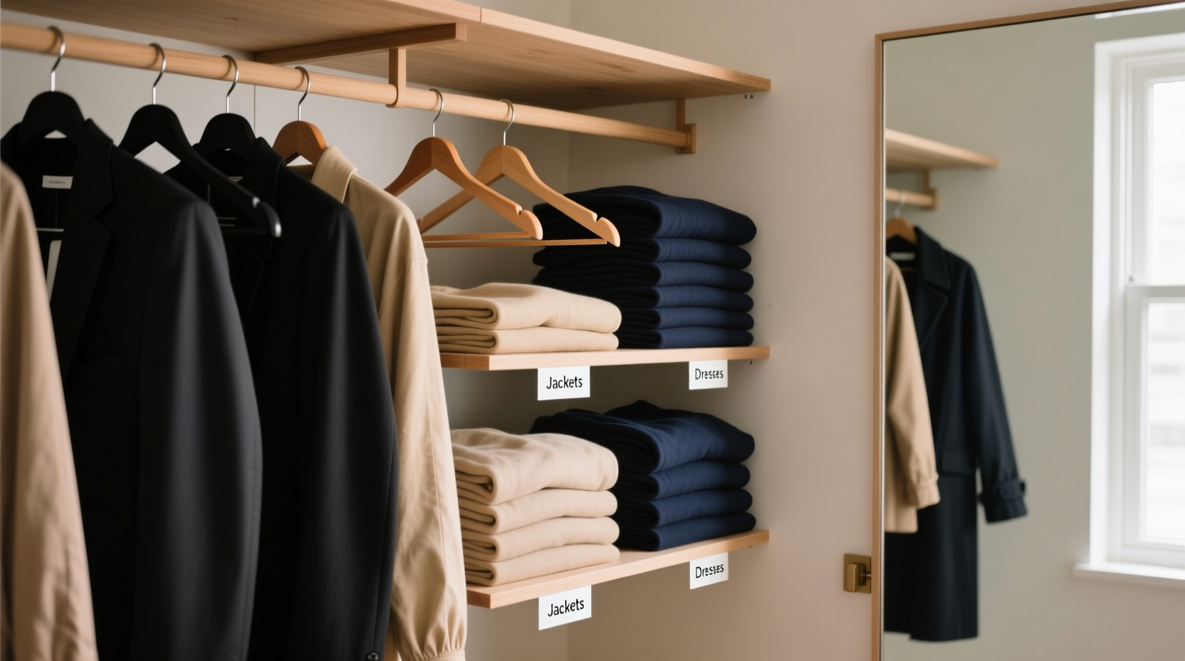 shared closet organization without wall space