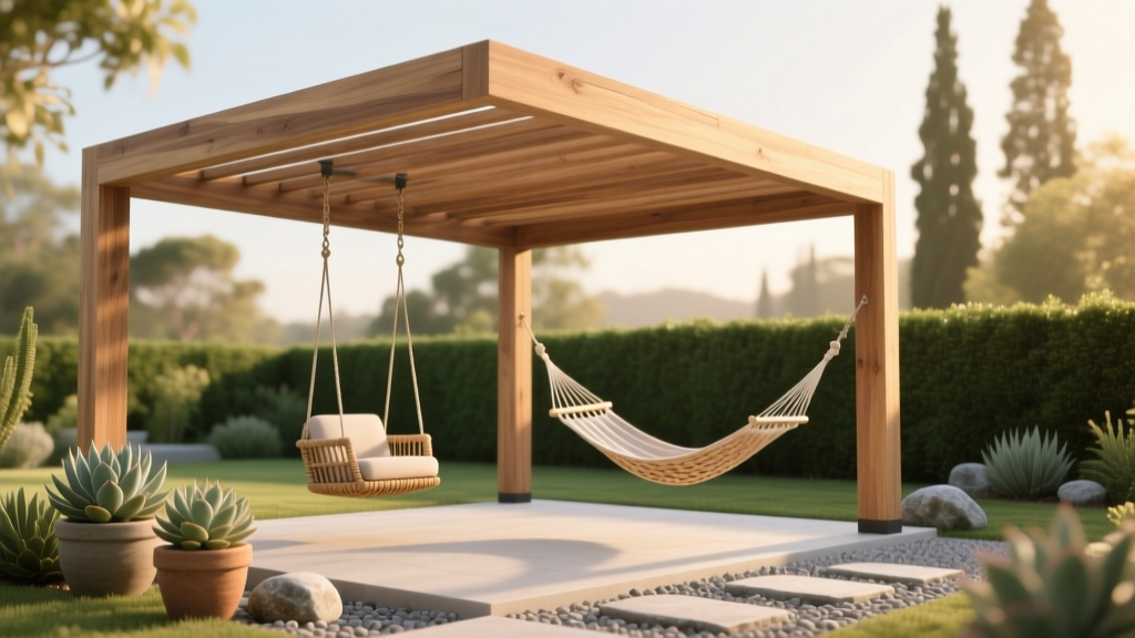Building A Cedar Pergola That Supports Hanging Furniture