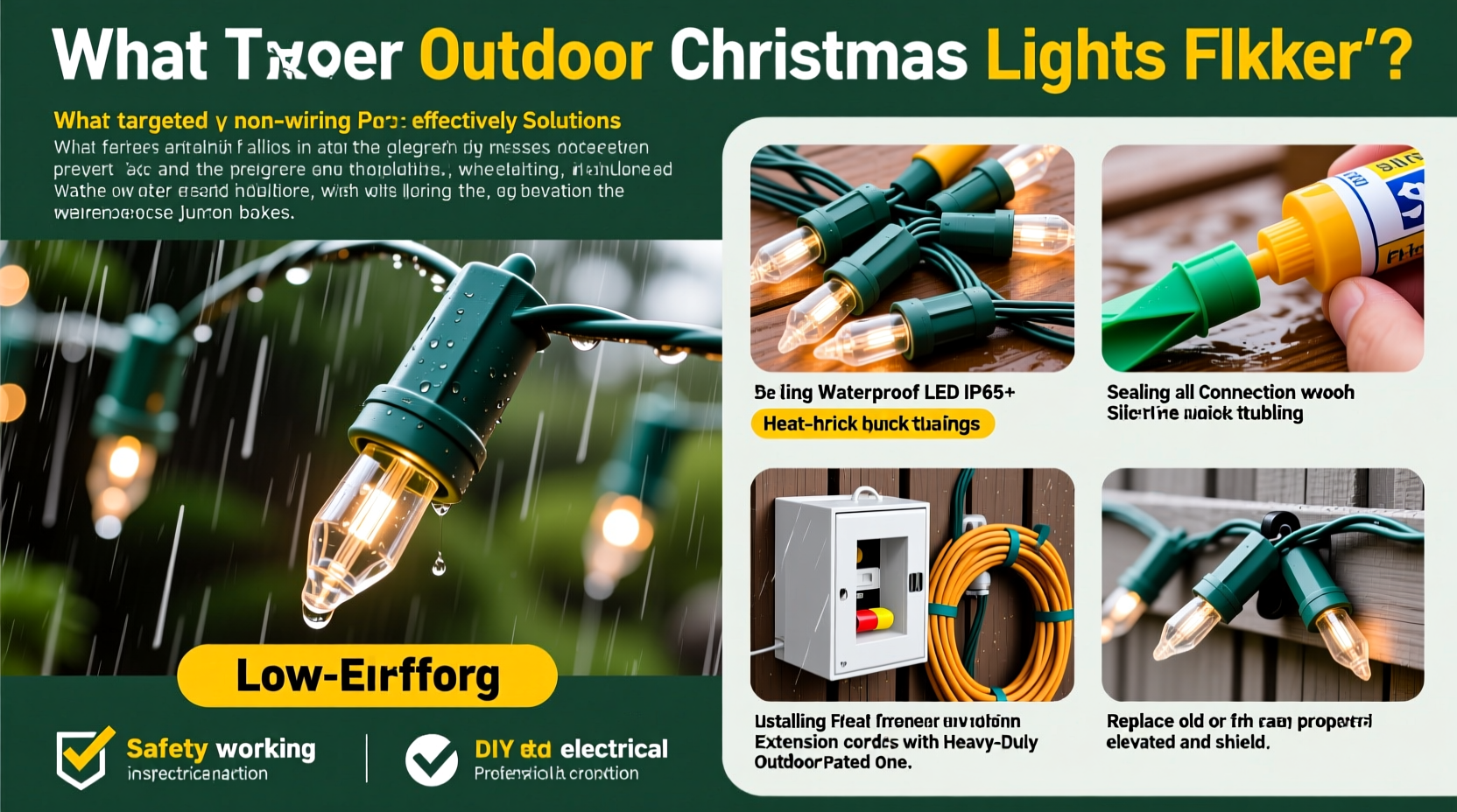 why do my outdoor christmas lights flicker only when it rains and how to stop it without rewiring