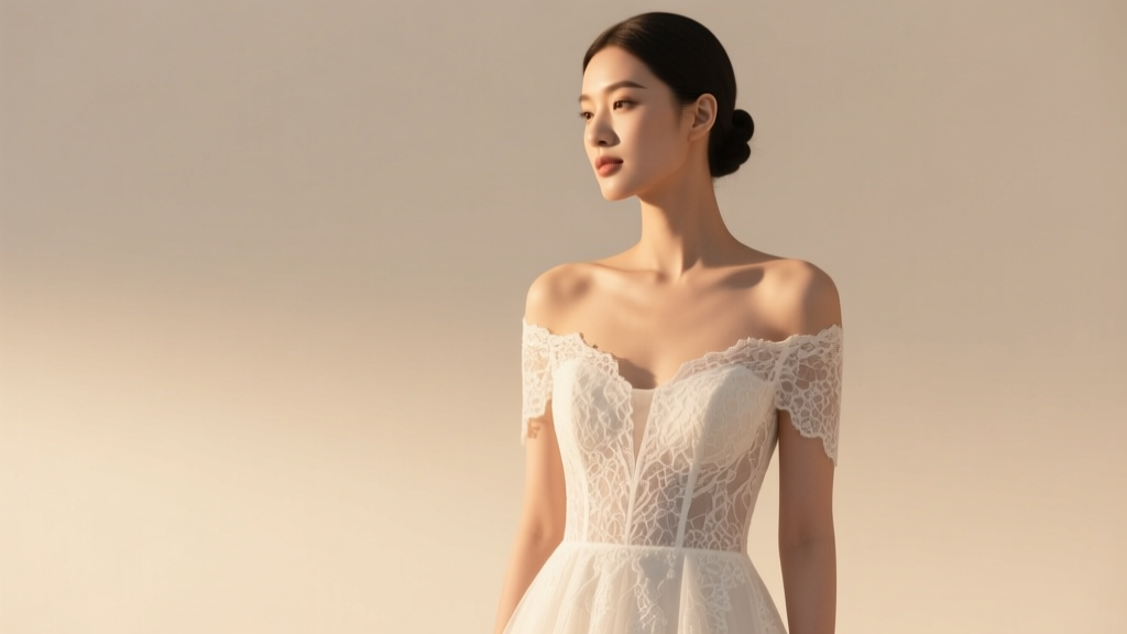 A Line Off the Shoulder Lace Wedding Dress Fitting Guide